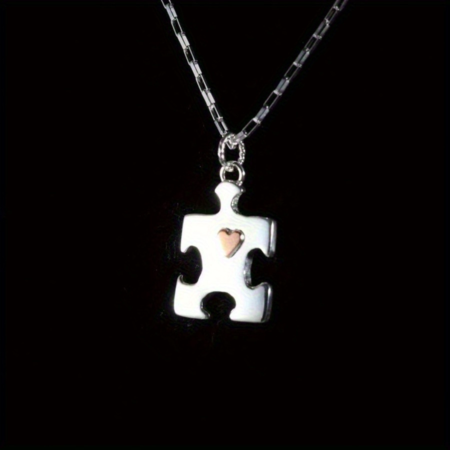 Creative Autism Puzzle Heart Shape Pendant Necklace — Meaningful Gift